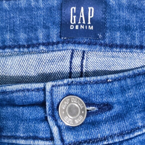 GAP jeans wide leg women's size 30 indigo blue snap button pockets closer - Picture 5 of 16